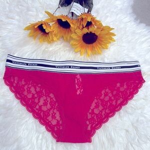 Victoria's Secret Red Culotte Lace Bikini Logo Panties Intimates Women's Size M!